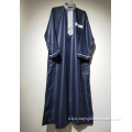 Navy blue qatari robe with Chinese collar